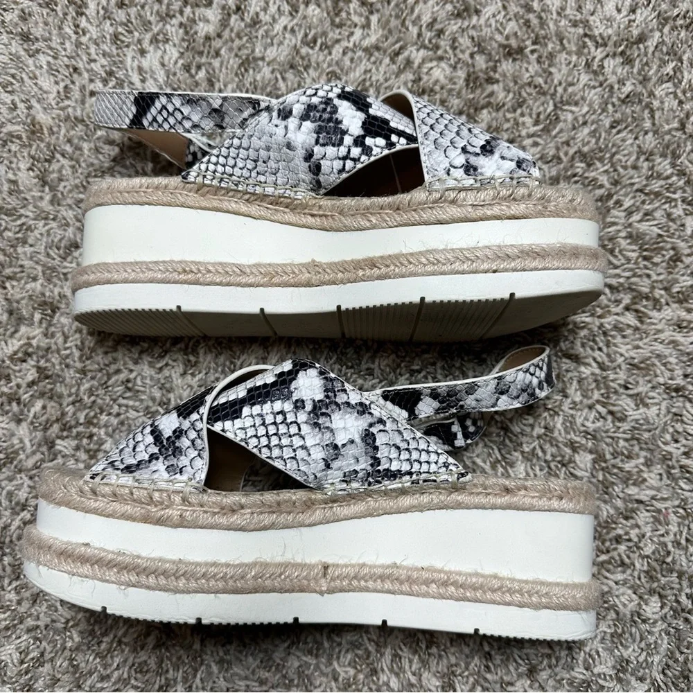 Marc Fisher Milgandy2 Slingback Espadrille Wedge Platform Gray Snakeskin Leather